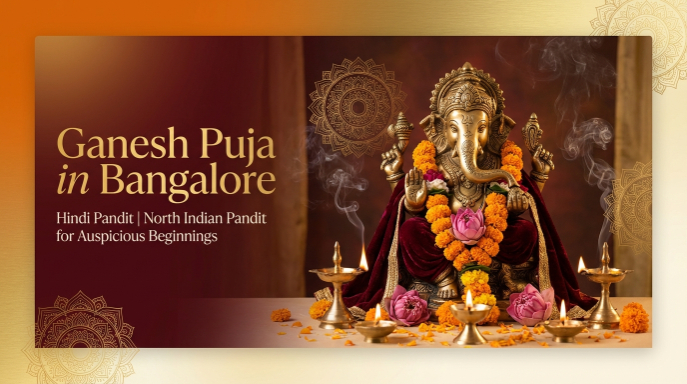 North Indian puja guide conducting Ganesh Puja