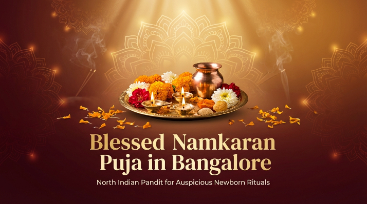 North Indian naming ceremony guided by Hindi ritual guide