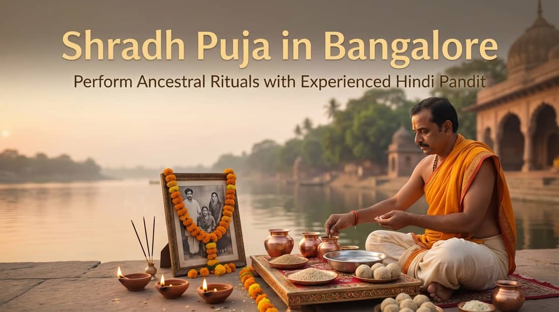 Hindi ritual guide guiding family through Shradh Puja